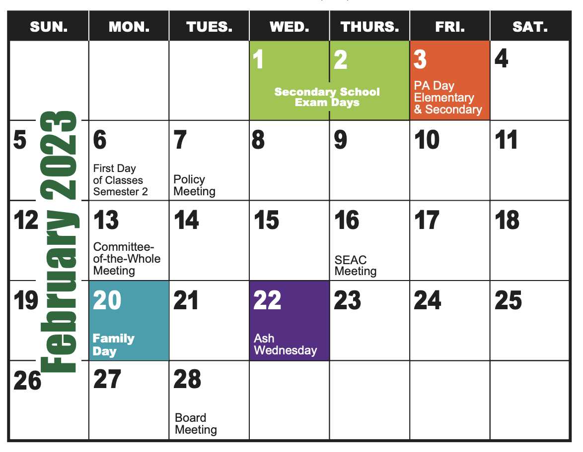 School Year Calendar PVNCCDSB