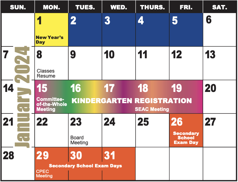 School Year Calendar PVNCCDSB